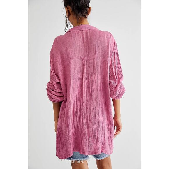 New Jen's Pirate Booty x Free People Bonny Button Up Top $150 LARGE Dried Roses - Picture 3 of 6